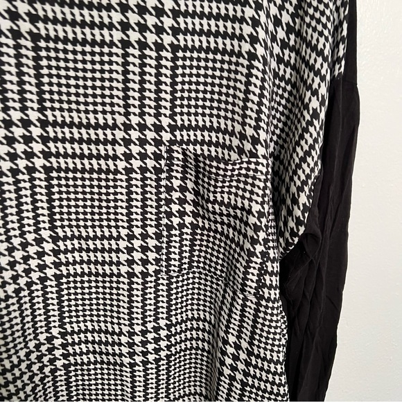 MICHAEL Michael Kors Mixed Media Blouse Black White Houndstooth L - Picture 4 of 9
